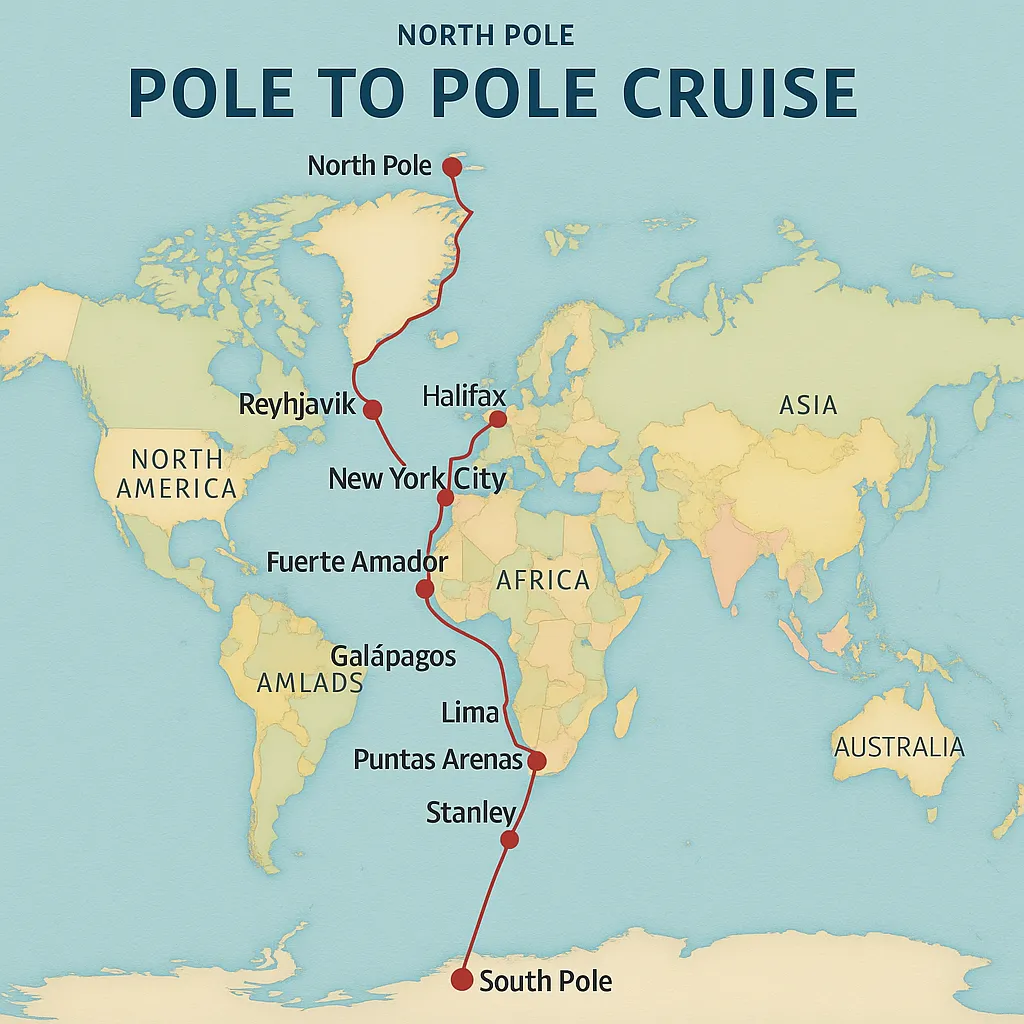 MS Volendam Pol-zu-Pol Grand Voyage Routenkart