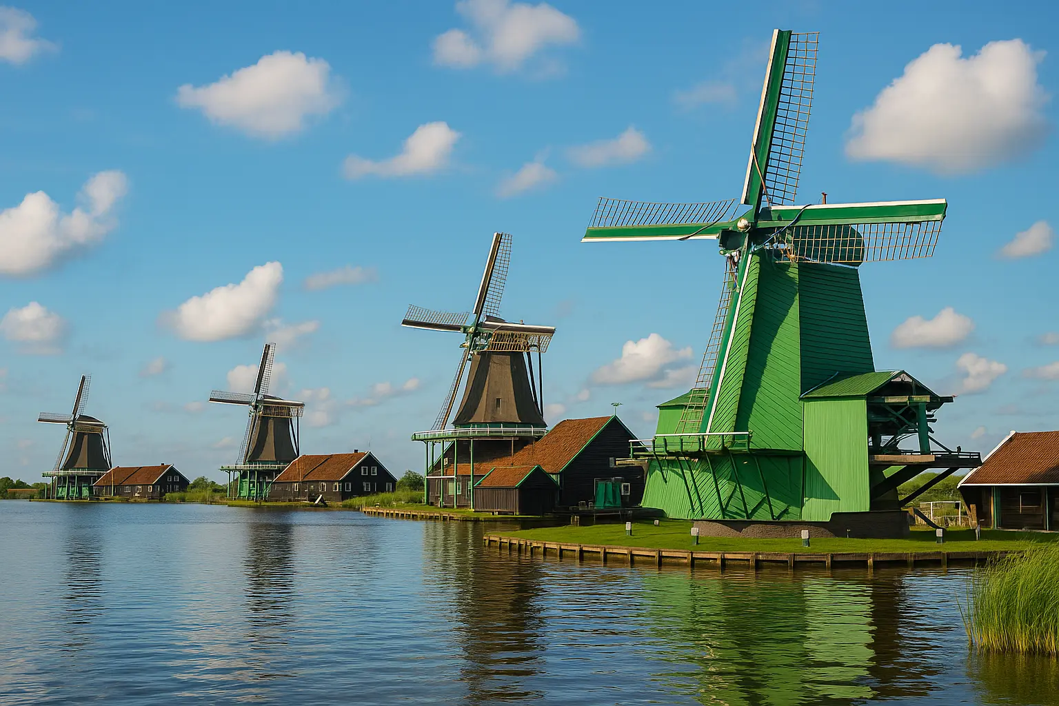 Historic windmills at Zaanse Schans